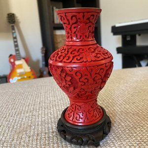 Chinese Carved Red Vase
